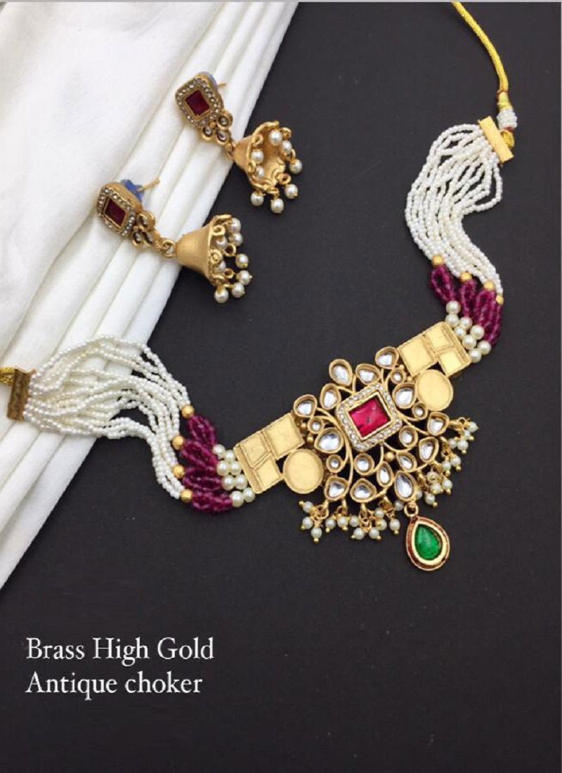 Kundan Work Necklace Set Choker Catalog
